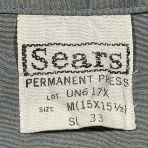 Vintage 60s Sears Permanent Press Gray Work Shirt M Long Sleeves Button-Down - Picture 5 of 9